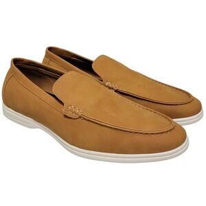 Alfani Men Slip On Moc Toe Loafers Porter Size US 11M Tan Brown Faux Leather